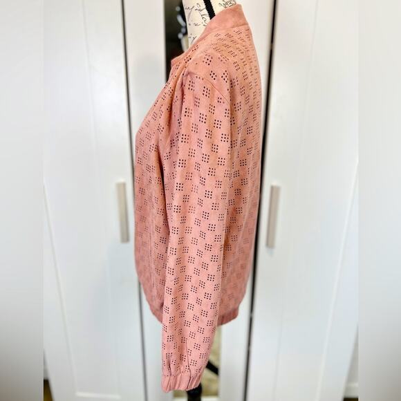 REBECCA ELLIOT NWOT Faux Suede Bomber Jacket Size Large - Picture 7 of 9